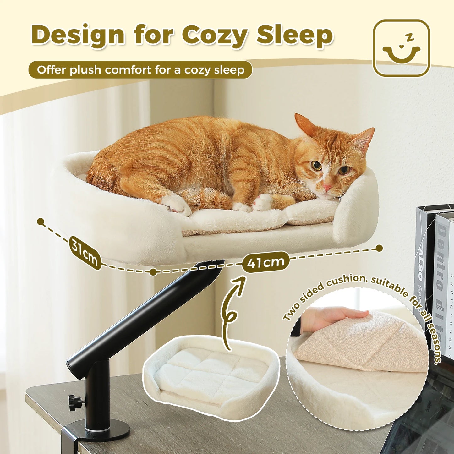 PAWZ Road Cat Desk Bed 360-Degree Rotatable Stand Plush Hammock