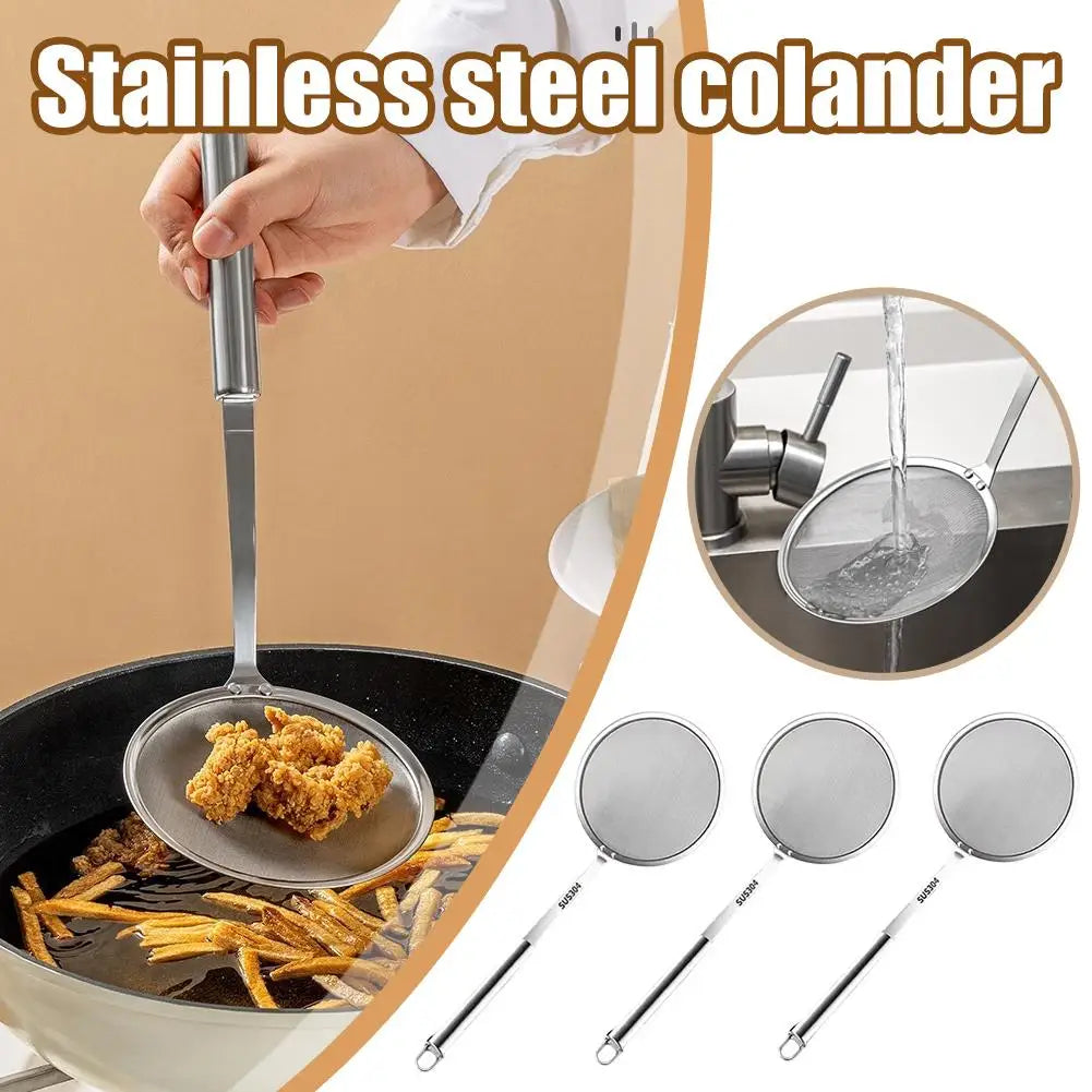 Fat Skimmer Spoon Steel Fine Mesh Skimmer Strainer Spoon For Removing Grease Fat And Foam Kitchen Fried Food Oil Filte