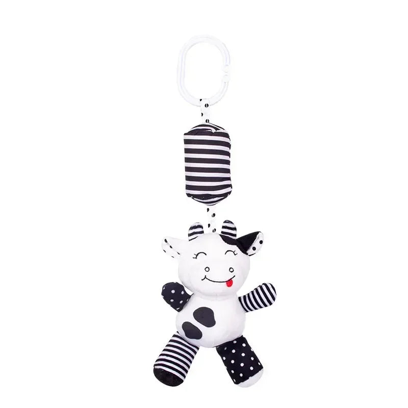 Stroller Bed Hanging Bell Plush Doll Baby Infant Rattles Newborn Black White Visual Grab Ability Training Toys Игрушки Для Детей