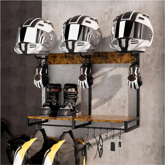 HiMISS Motorcycle Helmet Holder Wall Mounted Storage Rack Organizer Stand