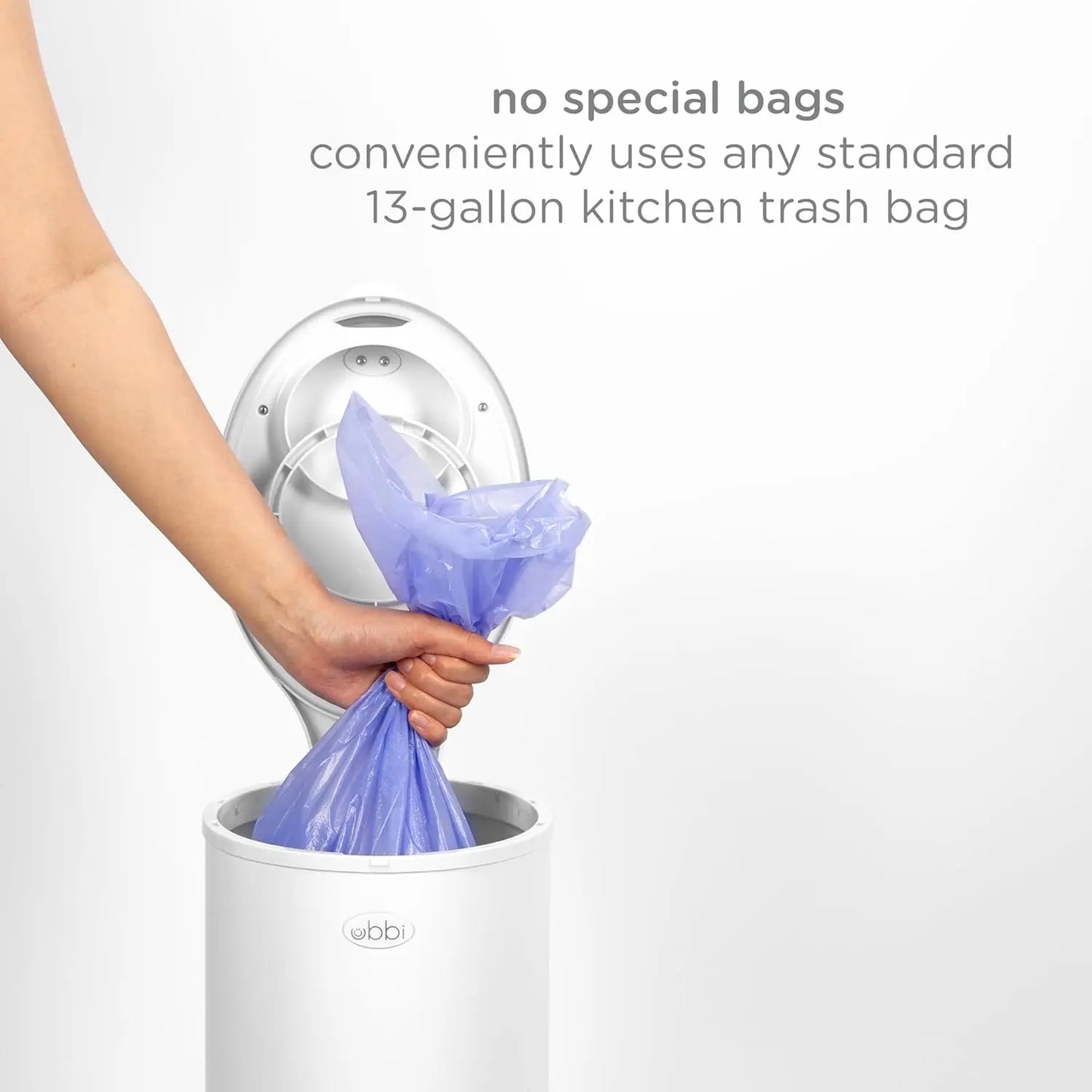 Steel Diaper Pail with Odor Lock, No Special Bags Needed, Award-Winning Nursery Essential in White