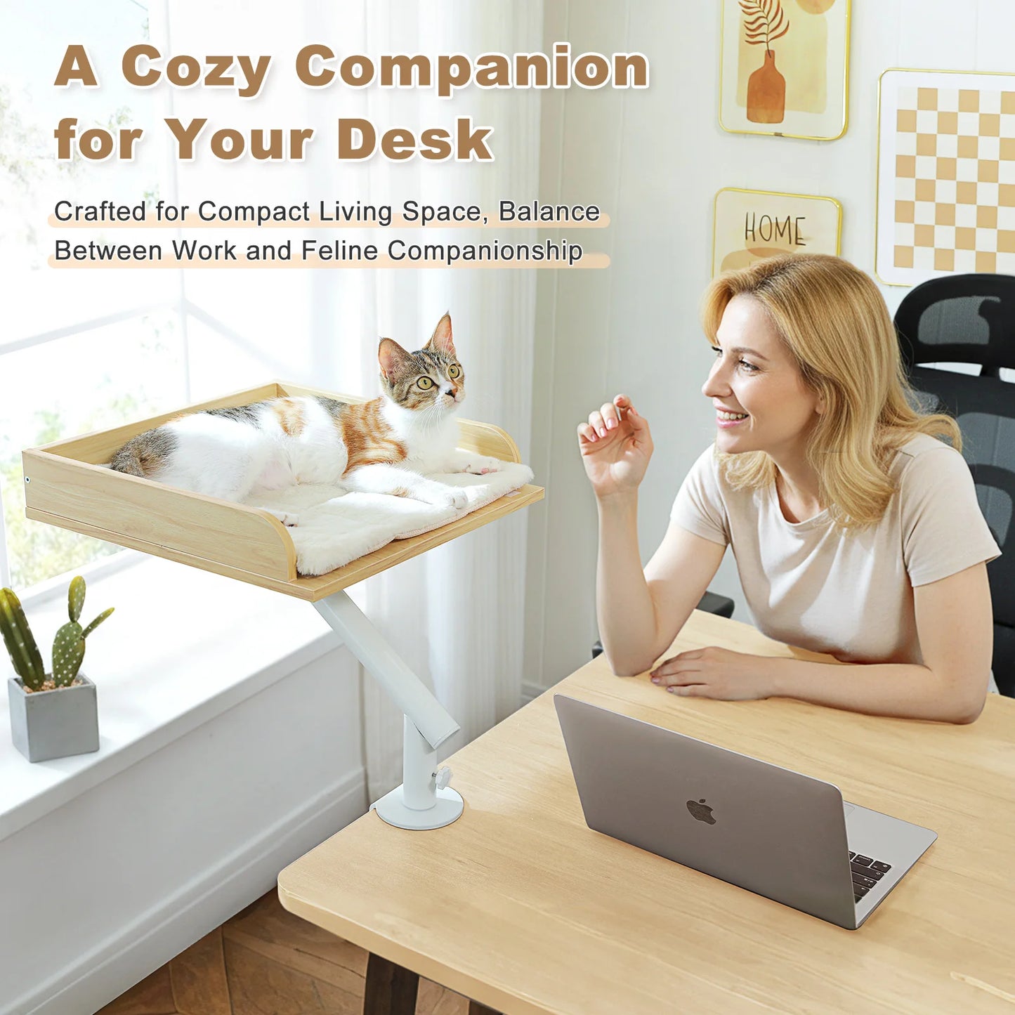 PAWZ Road Cat Desk Bed 360-Degree Rotatable Stand Plush Hammock