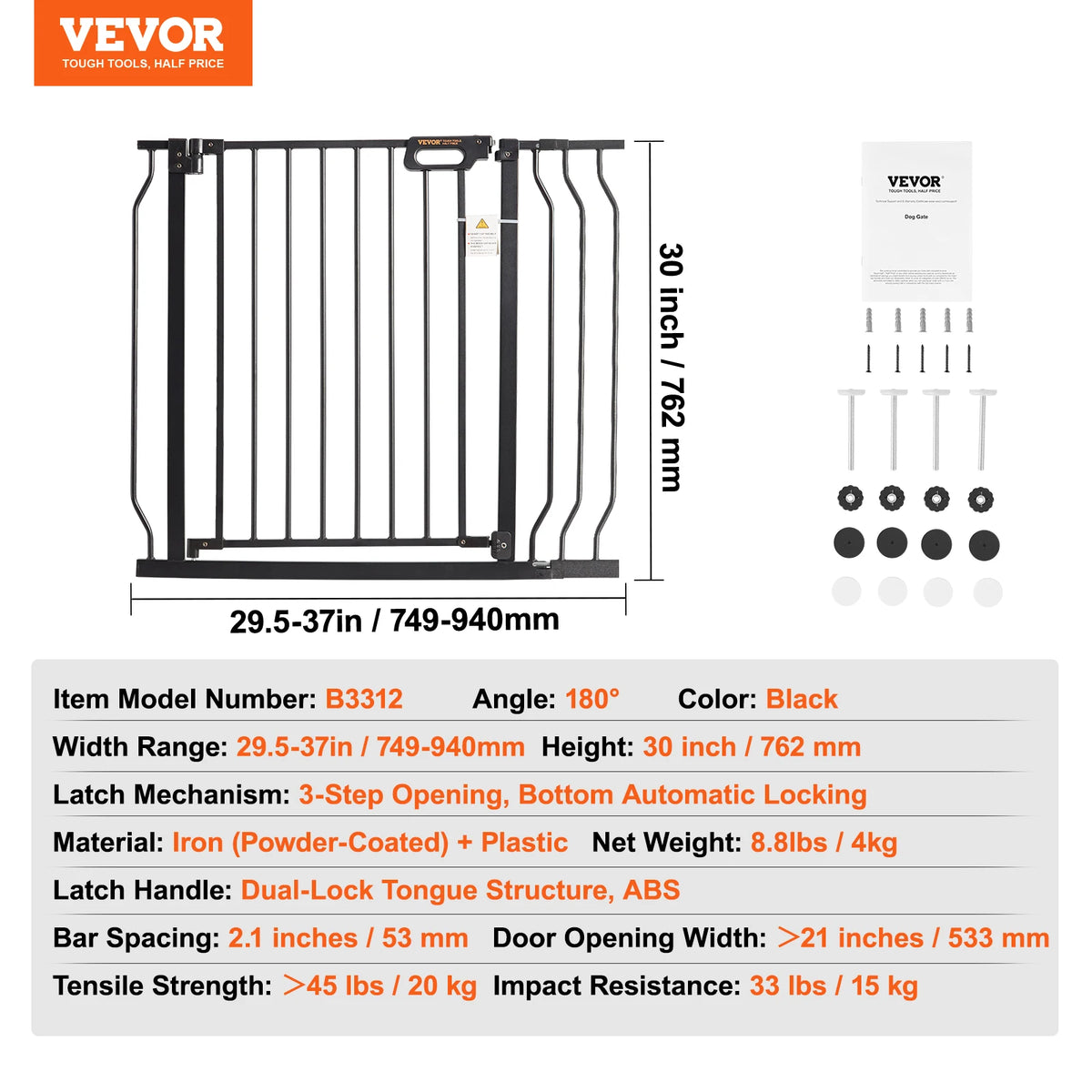 SucceBuy Walk Through Baby Gate Pressure Mount Doorway Safety Barrier