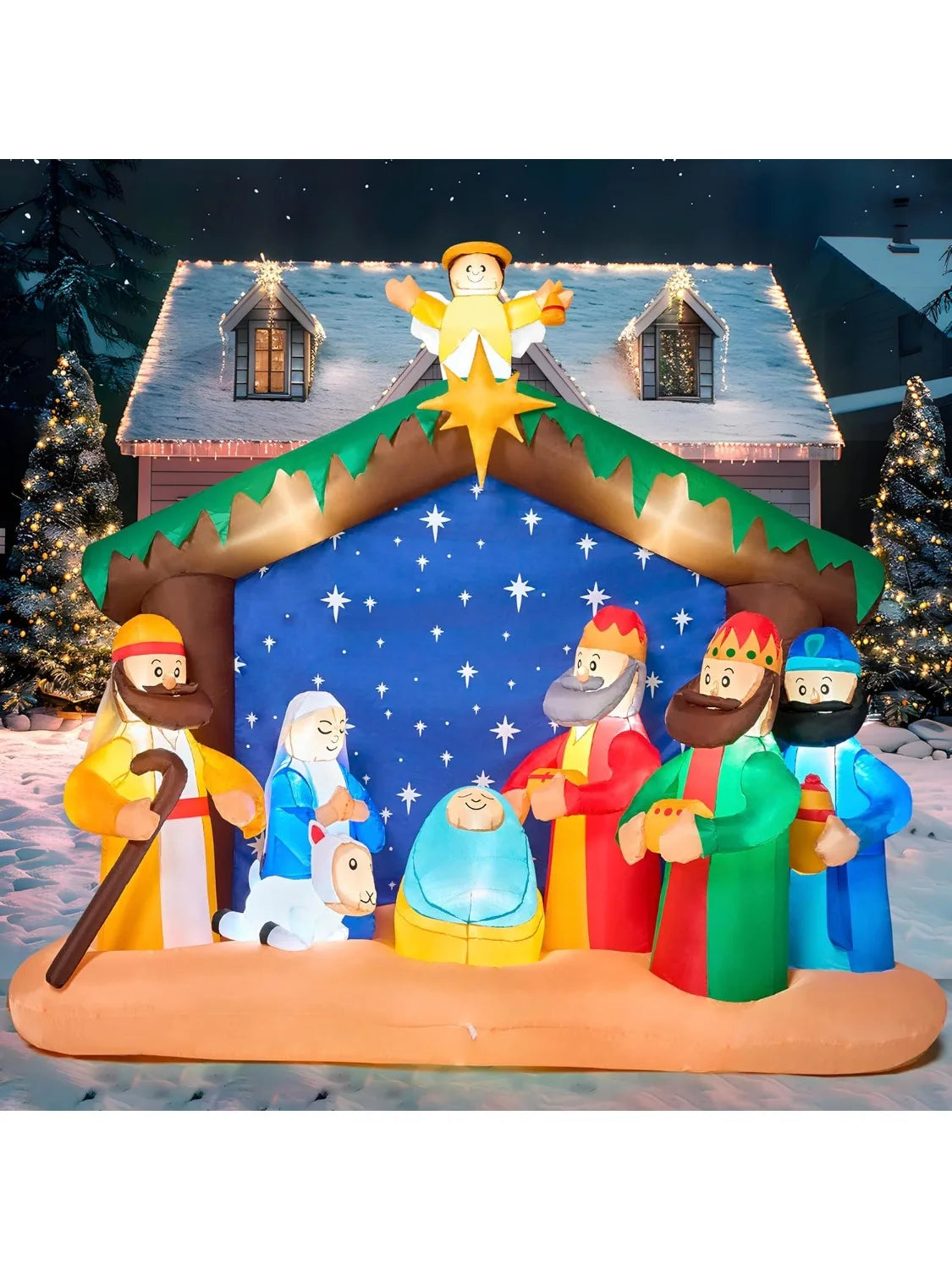 Joyfy Christmas Nativity Scene Inflatable With Built In LEDs