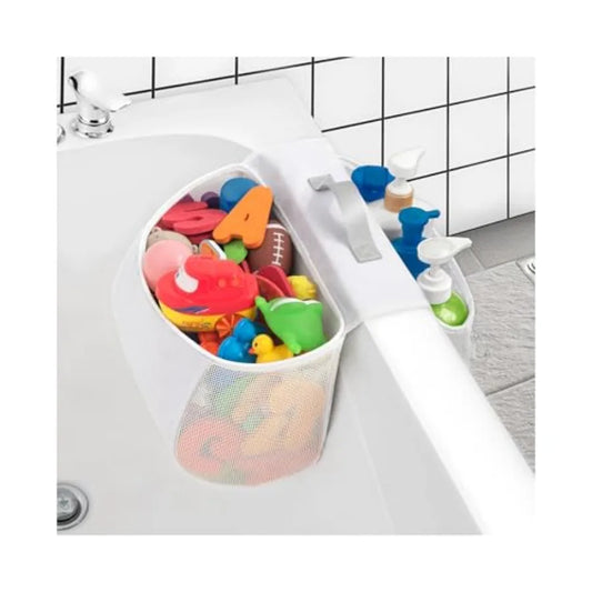 Saddle shape 2 Compartments Bath Toy Organizer, Easy Access for,Wide Opening Bath Toy Holder for Drying Toys and Storage, Mesh