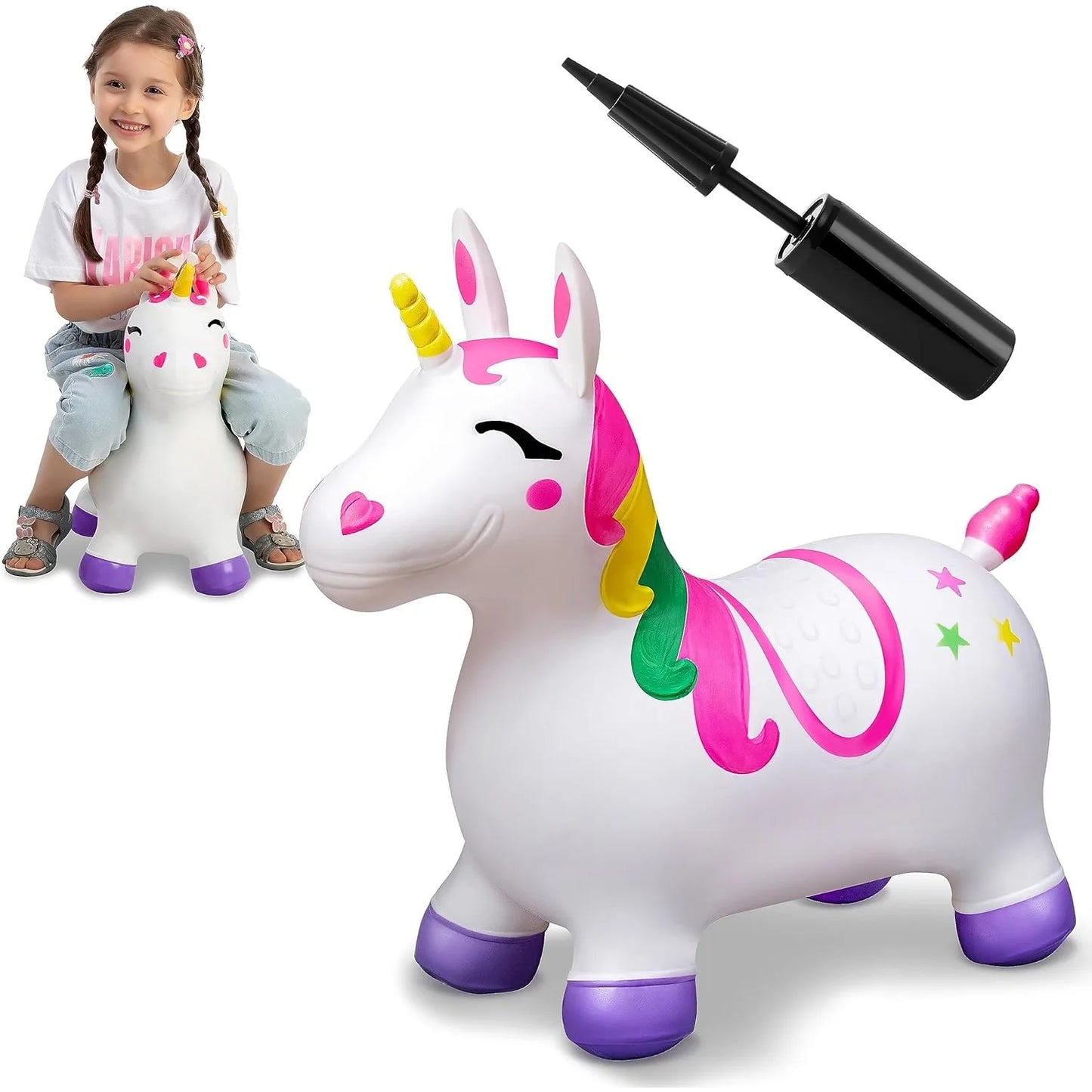 Joyfy Kids Bouncy Unicorn Ride On Toy Hopper For Gifts