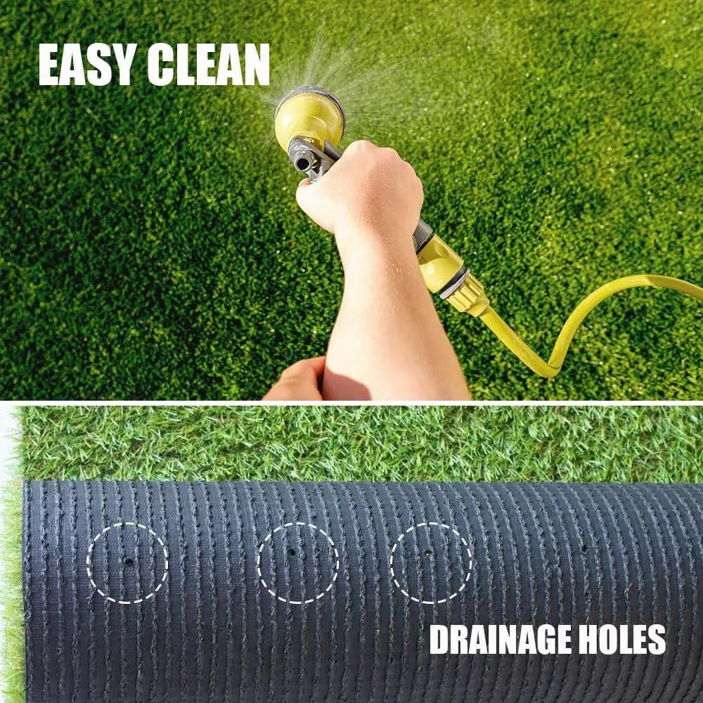 1.77in 4-Tone Synthetic Grass Rug with Drainage for Patio Backyard Garden Balcony 15x18ft Custom