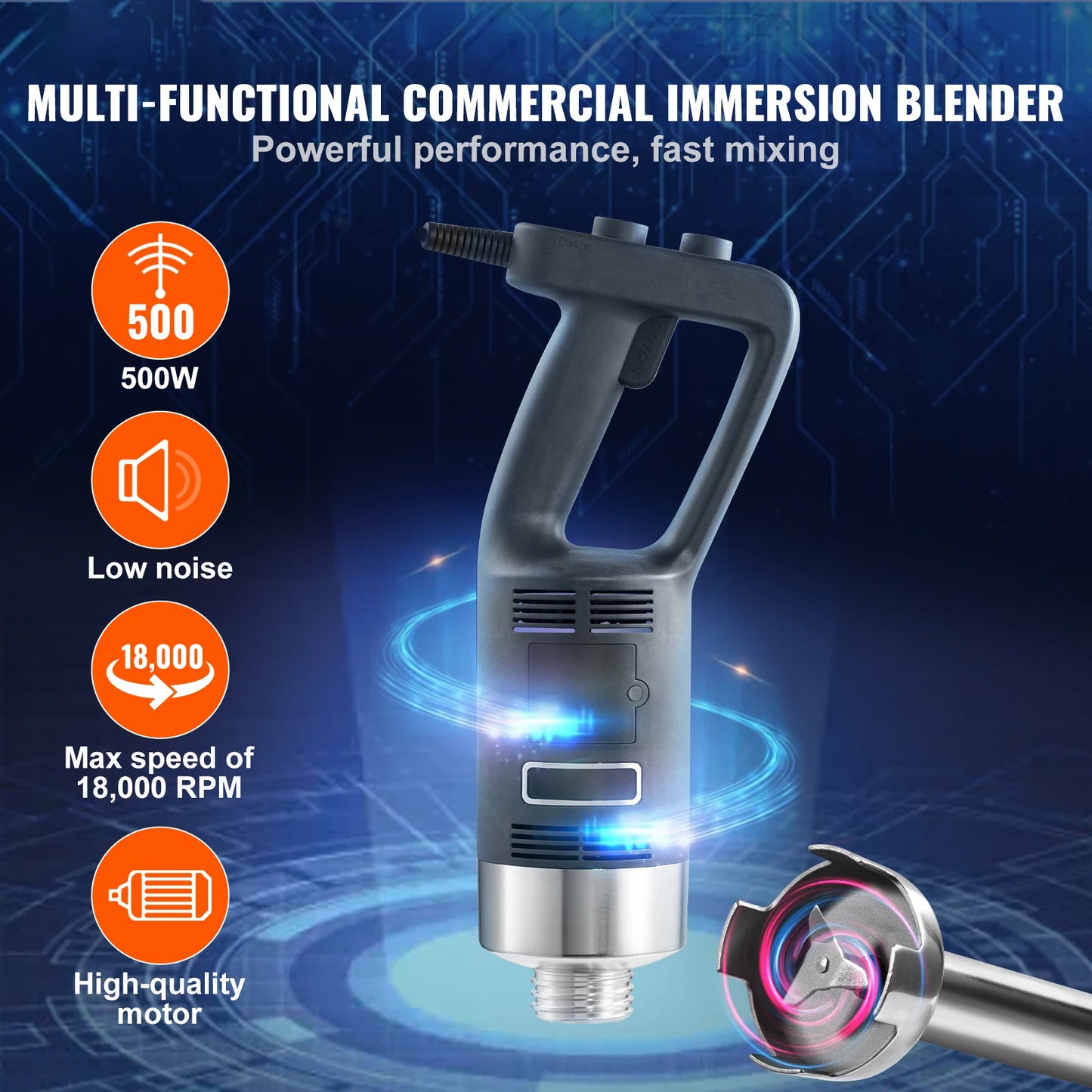 Succebuy Commercial Immersion Blender 500W Heavy Duty