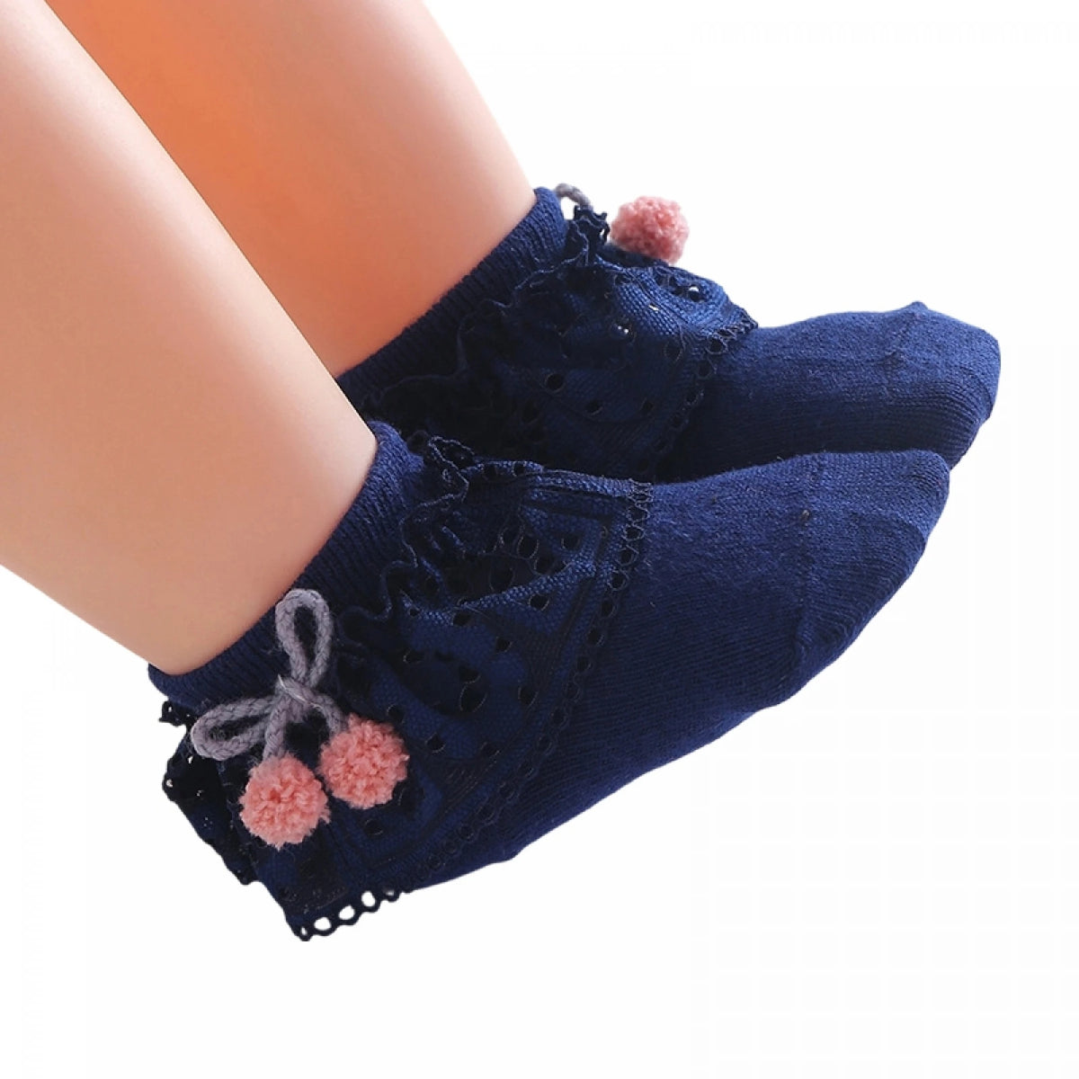 Premium Baby Girls Lace Trim Bow Ankle Socks Soft Ruffle Style