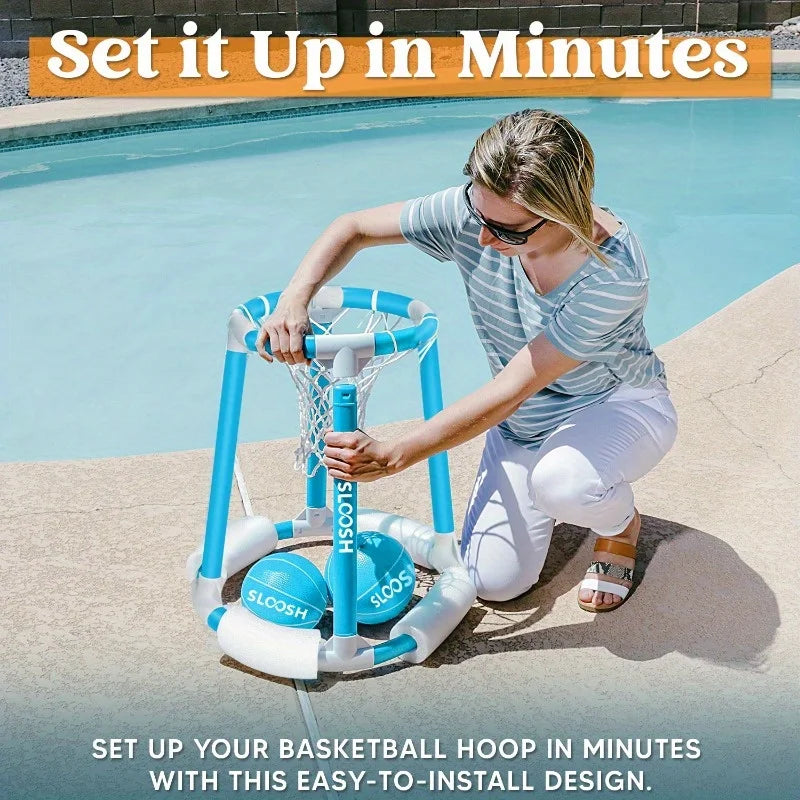 Joyfy Floating Pool Basketball Hoop Set With Balls
