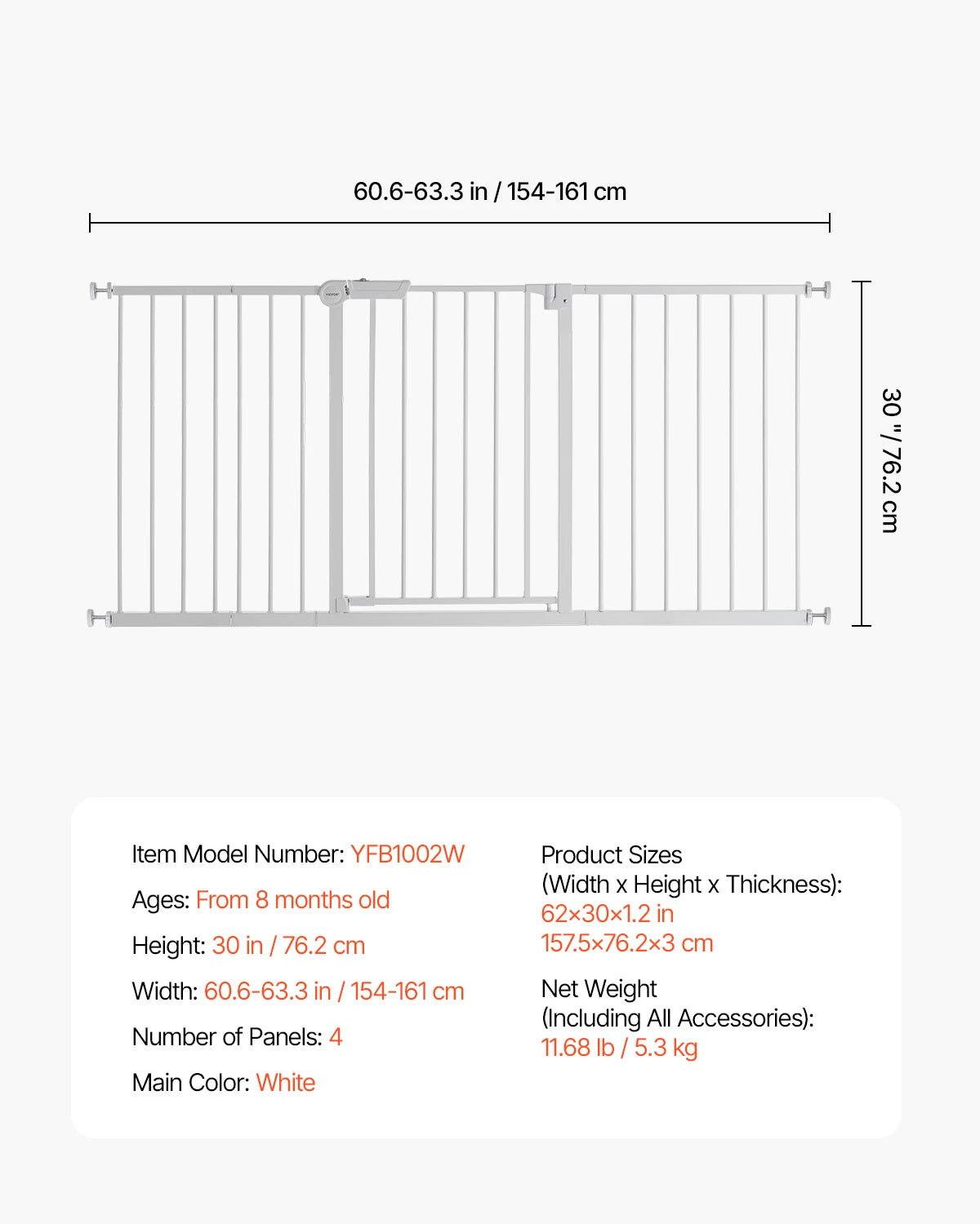 SucceBuy Walk Through Baby Gate Pressure Mount Doorway Safety Barrier