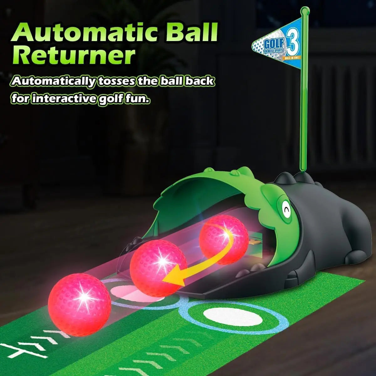 VATOS Night Light Golf Balls Kids Toy Set Auto Return