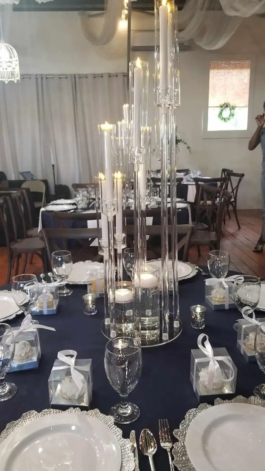 8 Arm 38.5 inch Arcylic Candelabra Candle Holder Clear Candlesticks Holder for Wedding  Party Table Centerpiece Fit LED Candles