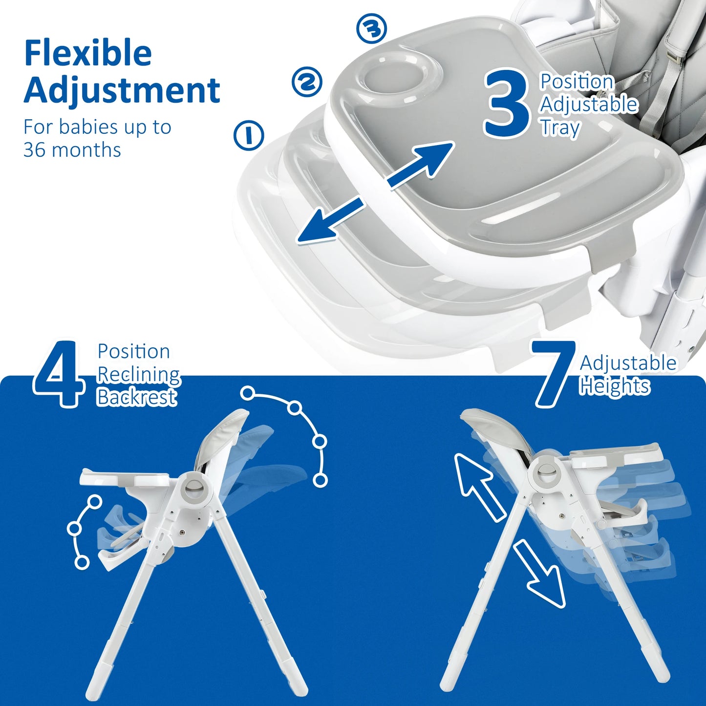 Multifunctional Baby High Chair With Adjustable Height And Recline