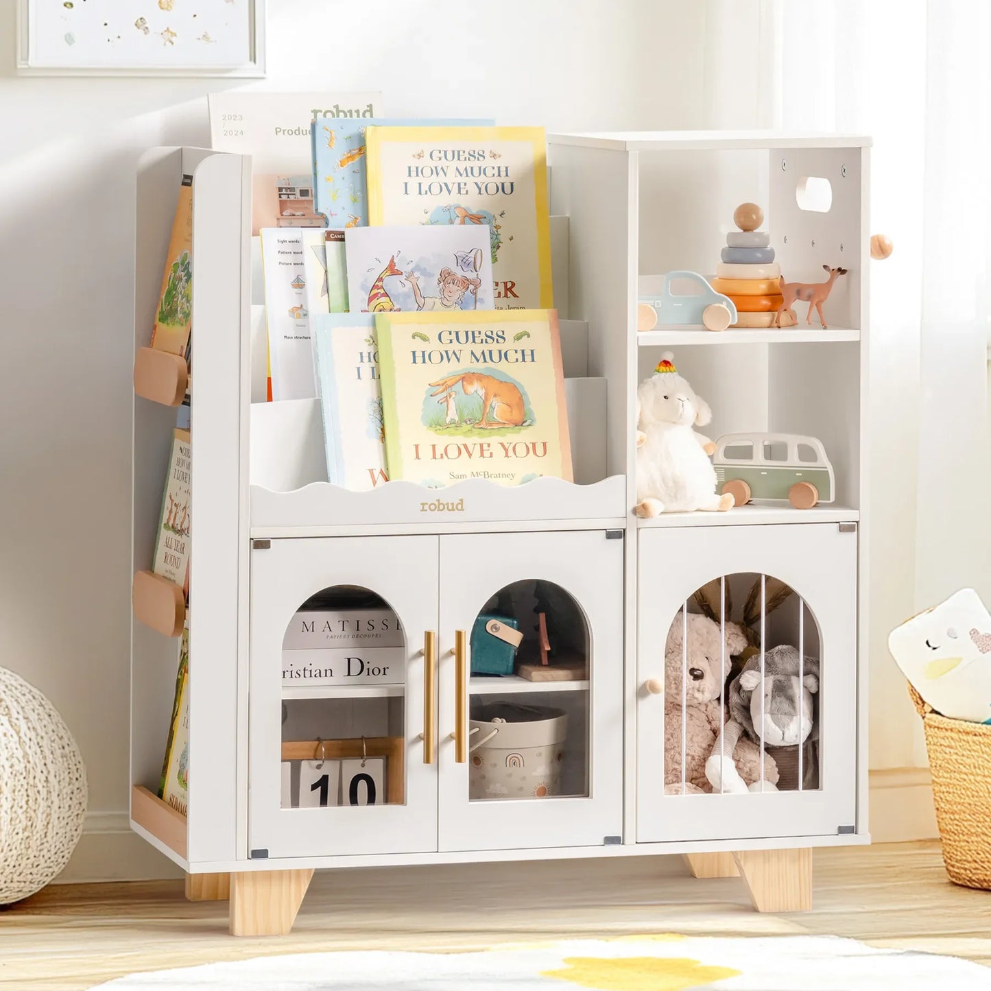 Robotime Robud 6 In 1 Kids Toy Storage Organizer Cubby Bookcases