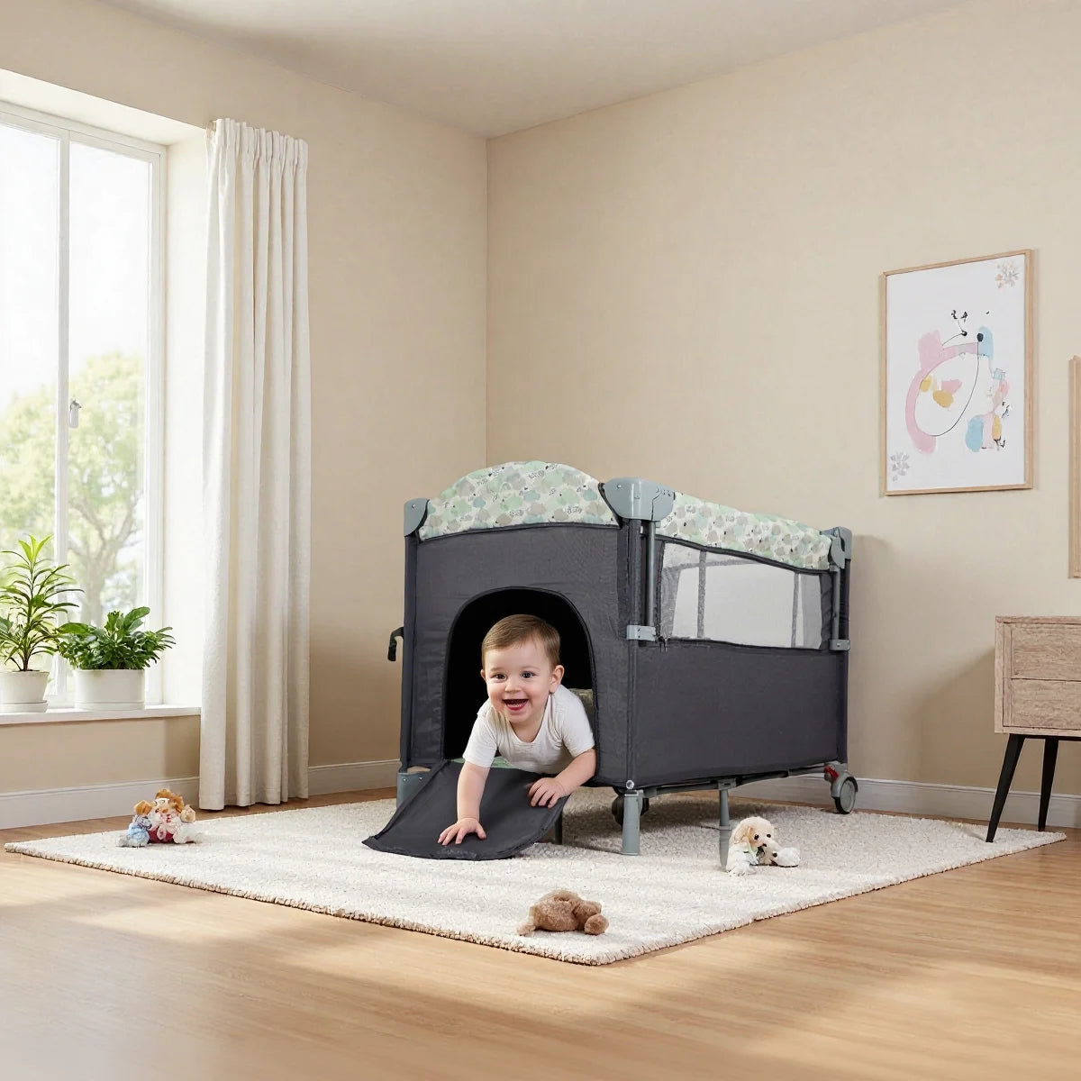 Pack n Play Portable Playard with Bassinet Baby Travel Crib with Changing Table Newborn to Toddler Folding Nursery Bed Playpen