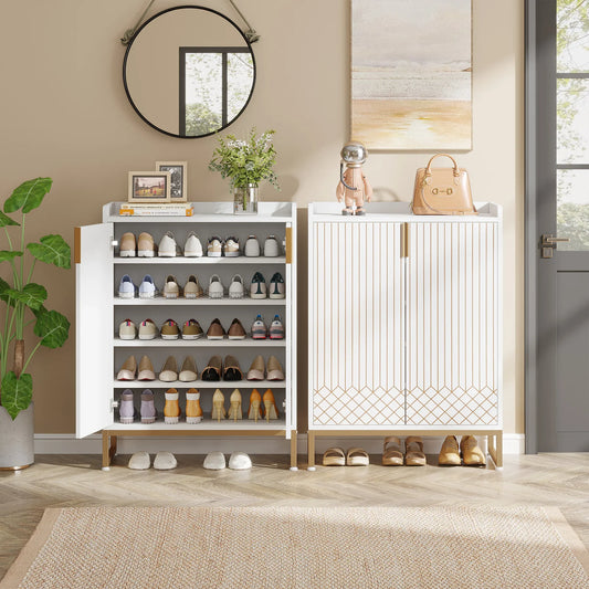 Tribesigns Modern Shoe Cabinet With Doors For Entryway Storage