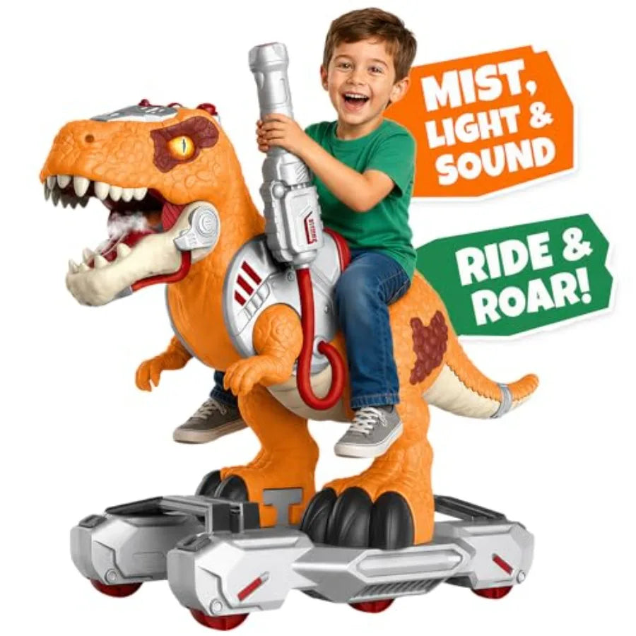 Dinosaur Ride-On Scooter for Toddlers ABS Plastic, Orange, Electric Push Ride Foot-to-Floor Sliding Toy with Music, Lights, Mis