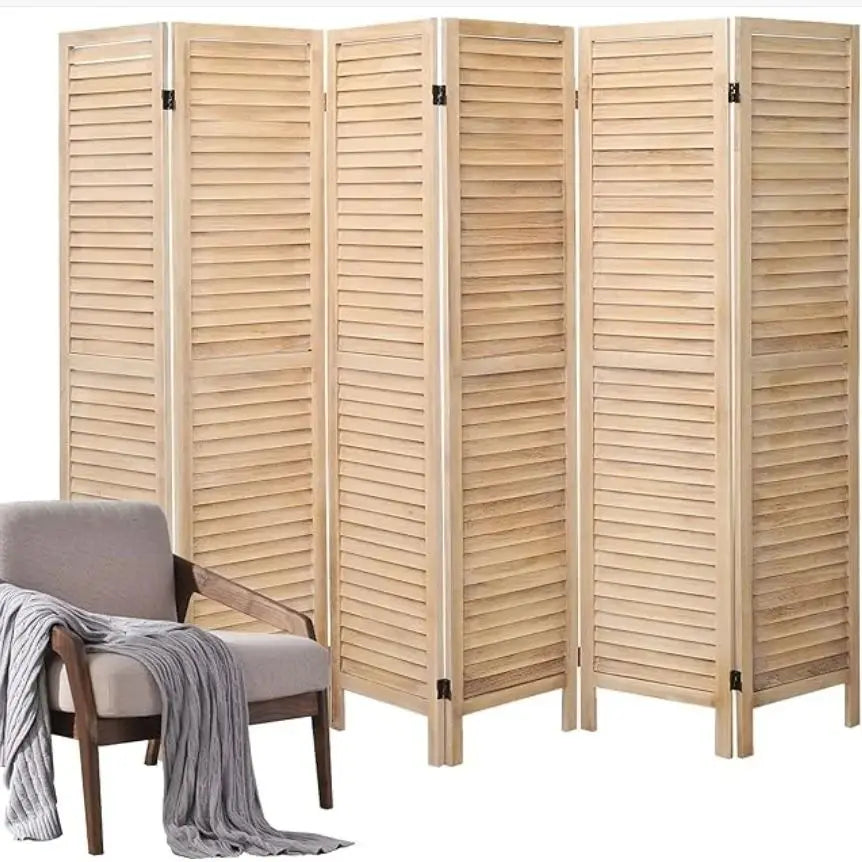 Six Panel Wood Room Divider Freestanding Privacy Screen Home Office