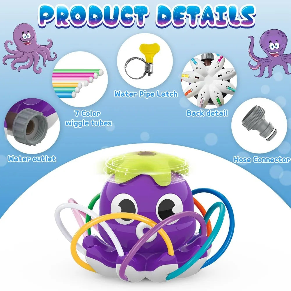 Kids Outdoor Water Sprinkler Toy - 8 Wiggle Tubes, Attaches to Garden Hose, Summer Backyard Fun for Ages 3+