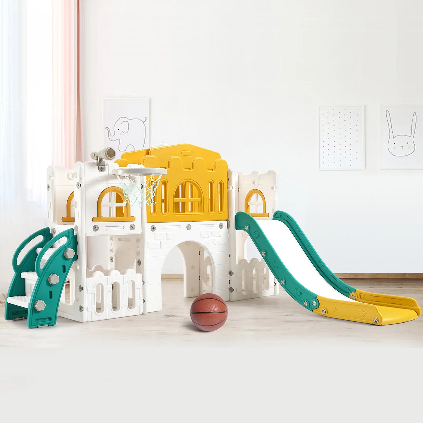 8 In 1 Toddler Indoor Playground With Slide And Climber