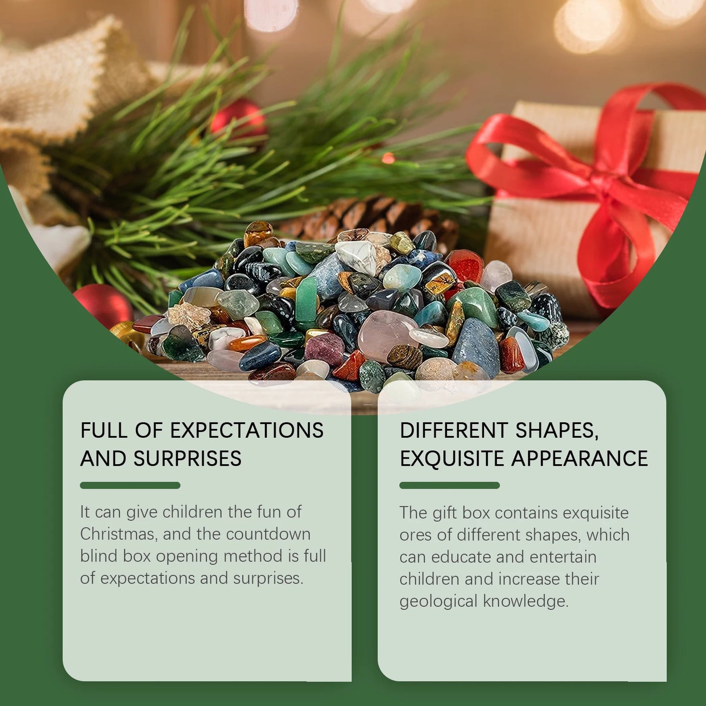 Dowmoo 24 Grids Ore Gift Box Blind Box Christmas Surprise Gift Colorful Minerals Countdown Calendar Toy