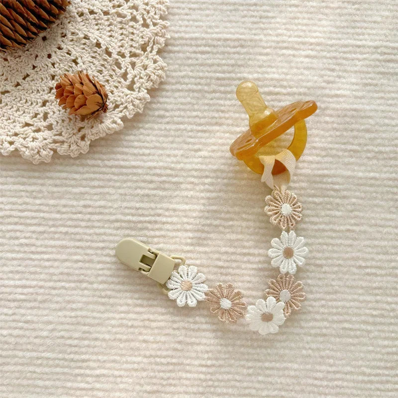 Daisy Pacifier Clips for Baby Anti Drop Chain Clip