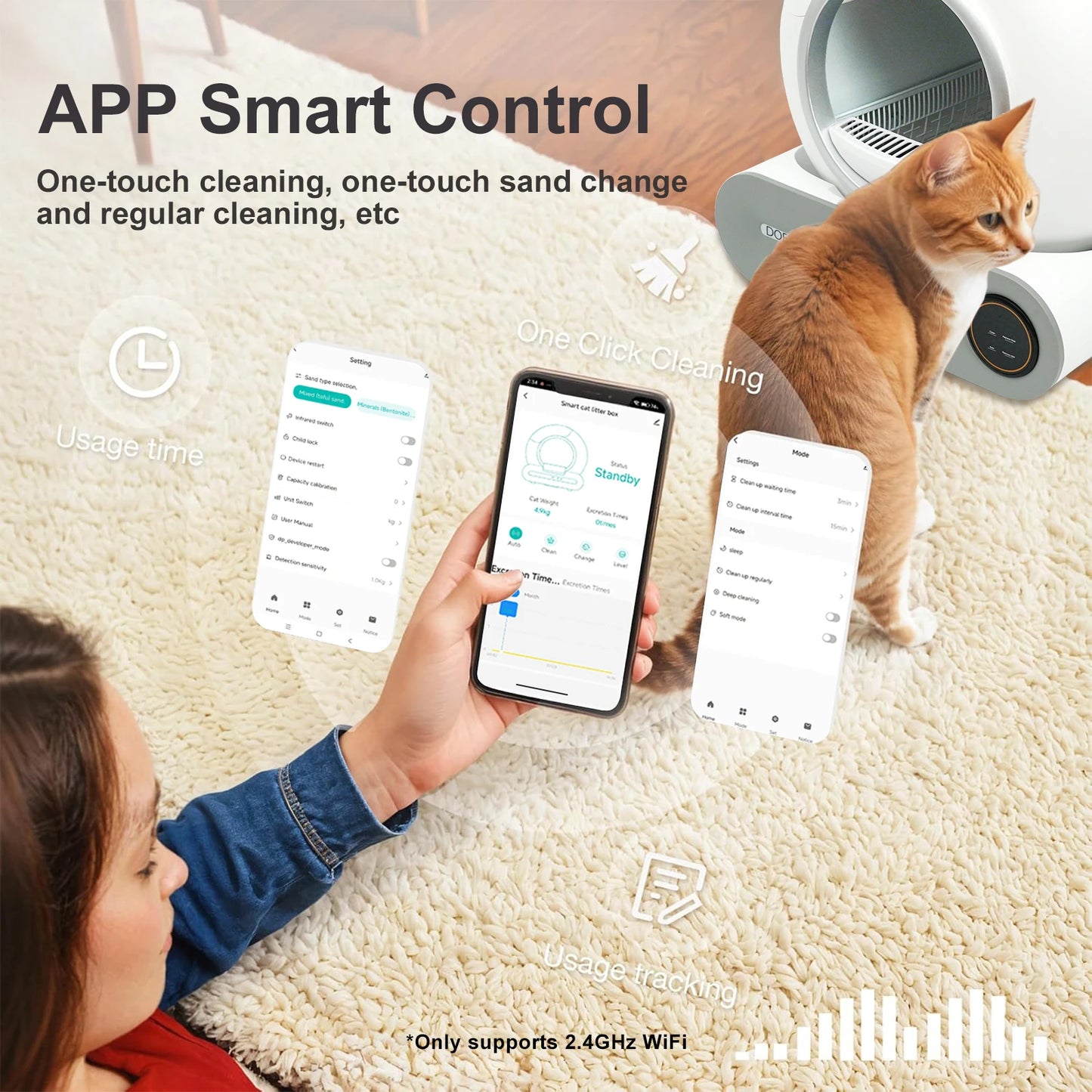 DOEL Automatic Self Cleaning Cat Litter Box App WiFi