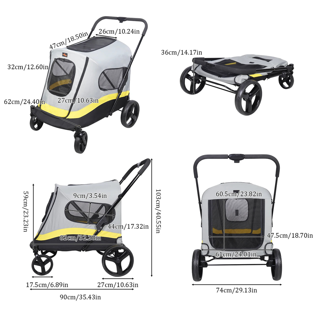 Bingopaw Portable Dual Entry All Terrain Pet Stroller
