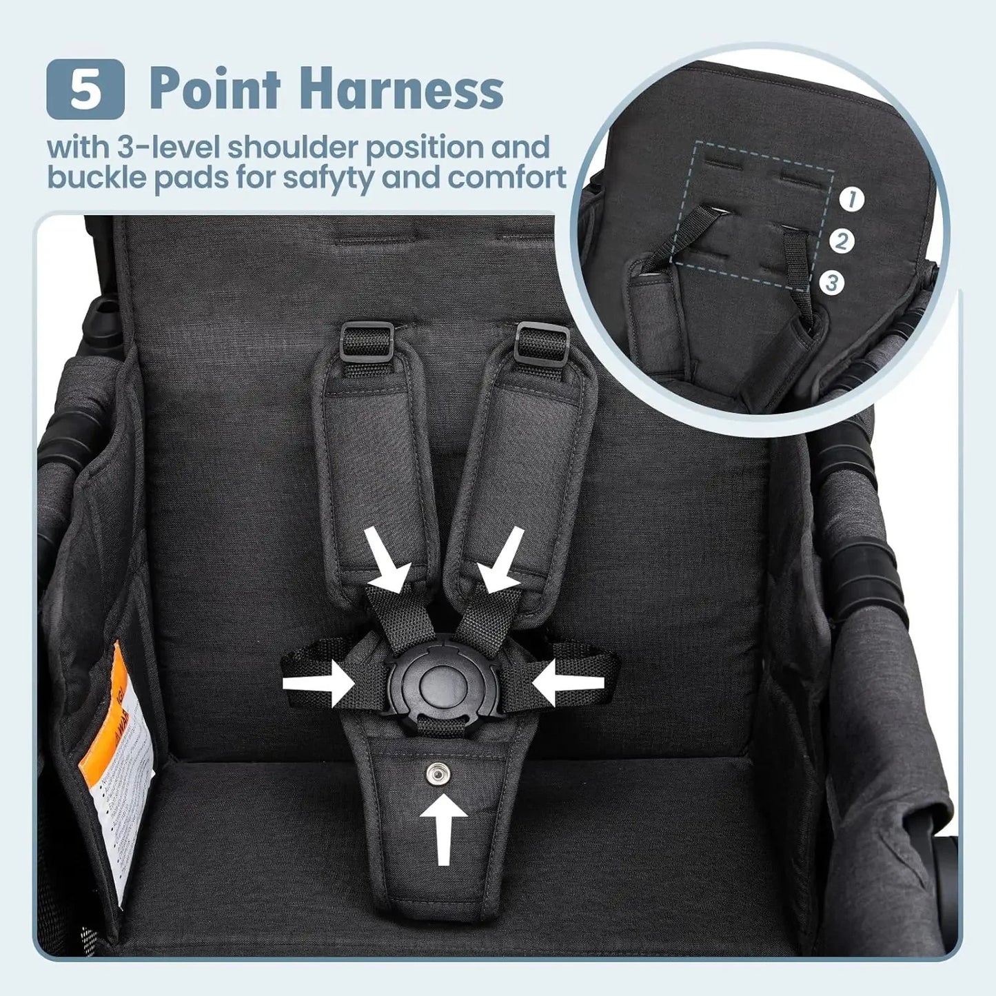 Wagon Stroller for 2 Kids, High Seat & 5 Point Harness, Foldable All-Terrain Wagon for Toddler with Canopy, Parent Organizer,D