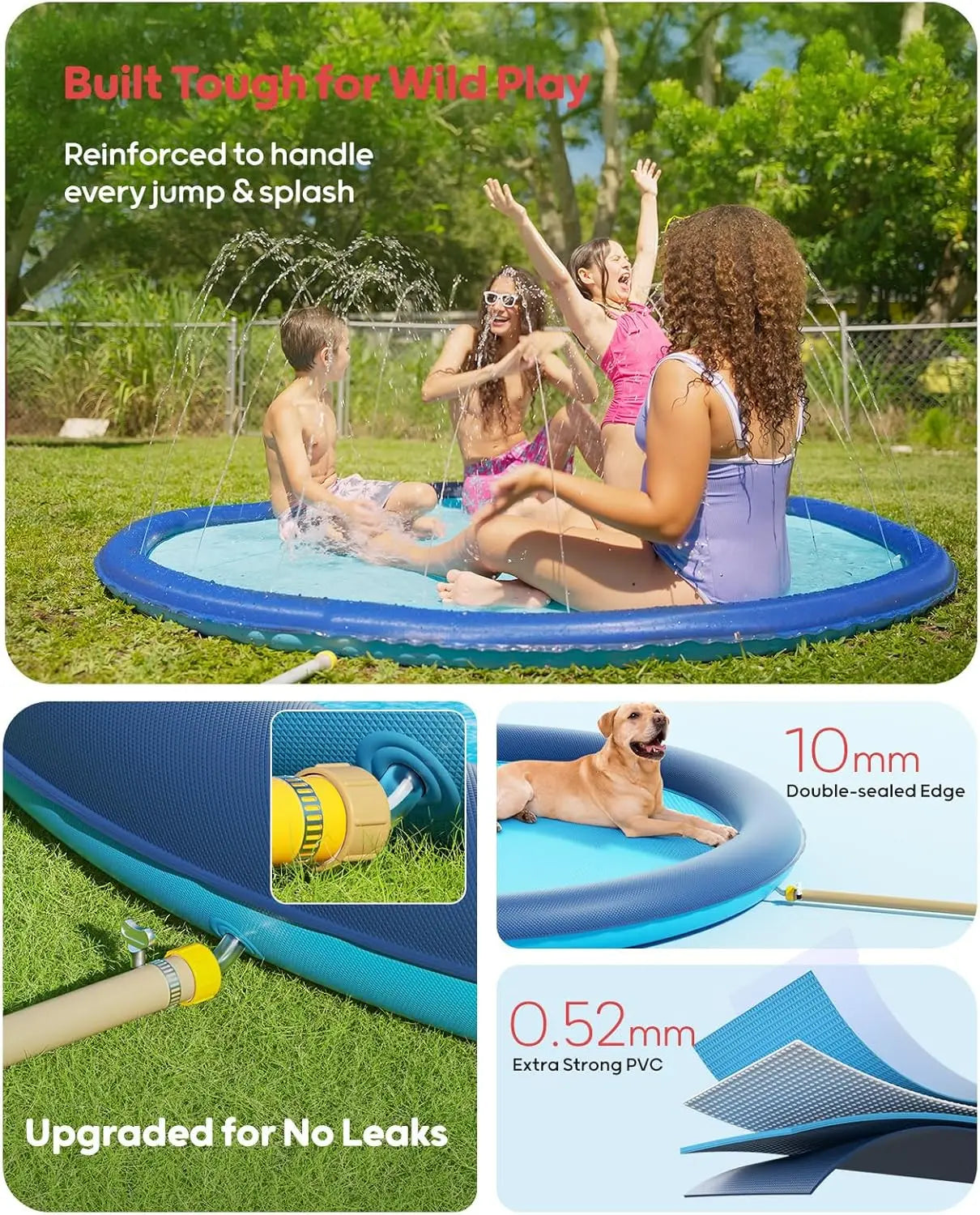 Splash Pad With Flying Disc For Dogs And Kids Playground