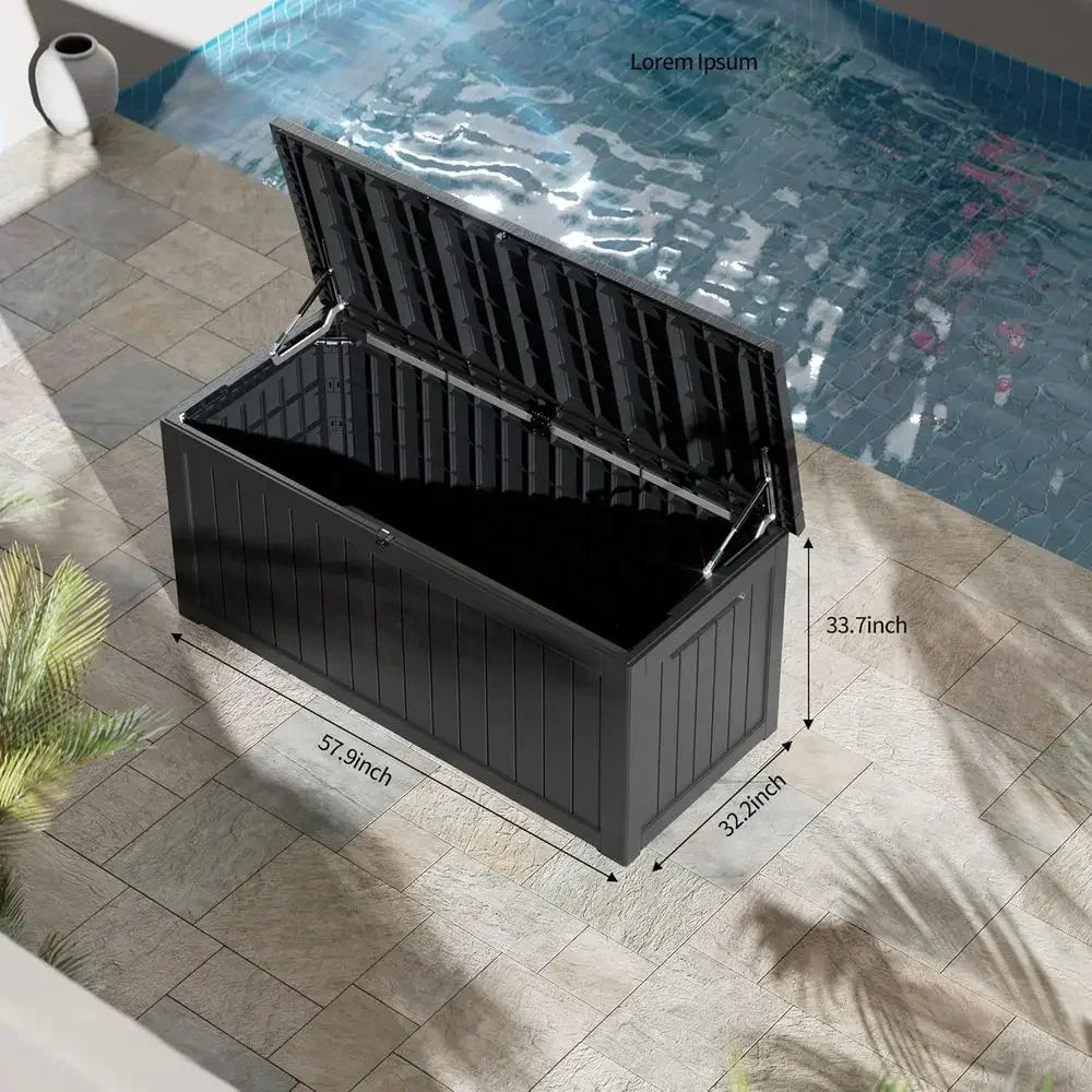 270 Gallon Waterproof UV-Resistant Outdoor Storage Box for Deck, Cushions, and Pool Accessories - Black