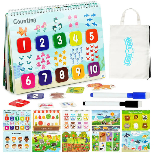 Busy Book for Toddlers, Preschool Learning Activities,  Toys for Ages 3+, Autism Sensory Toys, Educational Activity Book, Xmas