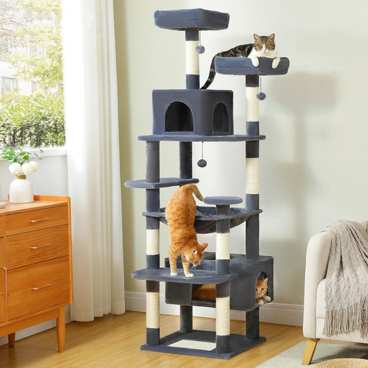 72-Inch Cat Tree Tower | 8 Levels with Condo, Hammock & 7 Sisal Scratching Posts