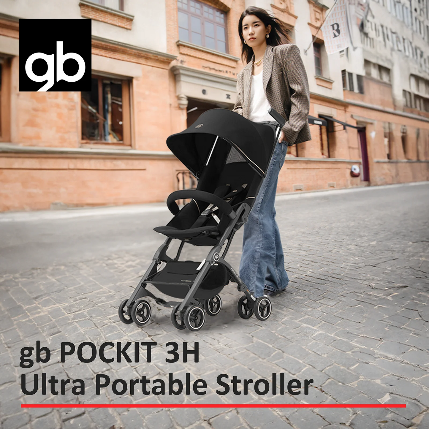 gb Pockit 3H baby Steoller (Includes Free Armrest), All-Terrain, Lightweight Stroller, Travel-Friendly, for Babies & Toddlers