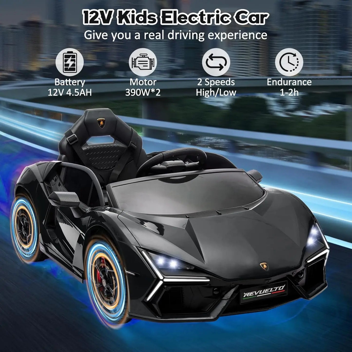 HiMISS Ride On Car Toy For Kids 3-6 Bluetooth Music