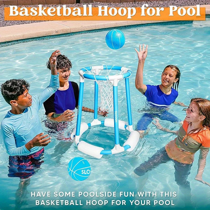 Joyfy Floating Pool Basketball Hoop Set With Balls