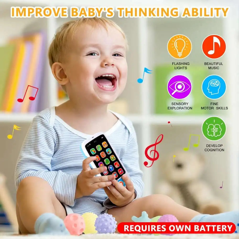 Montessori Baby Toysfor 6-36 Months - Pull String Teether, Analog Cell Phone, Sensory Shapes Simulation Remote Control