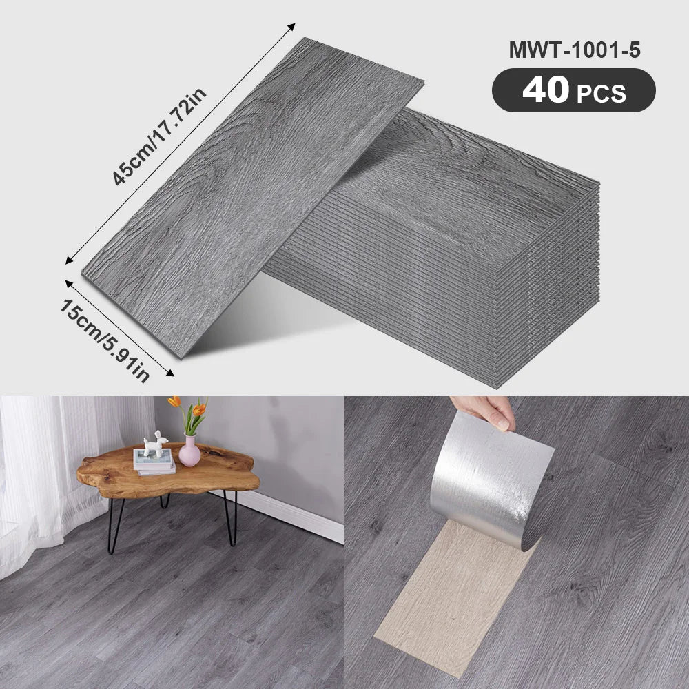 40Pcs SXP Self-Adhesive Wood Grain Strips Peel-and-Stick Wall & Floor Decals For DIY 5.91"x17.72" Easy Application For any room