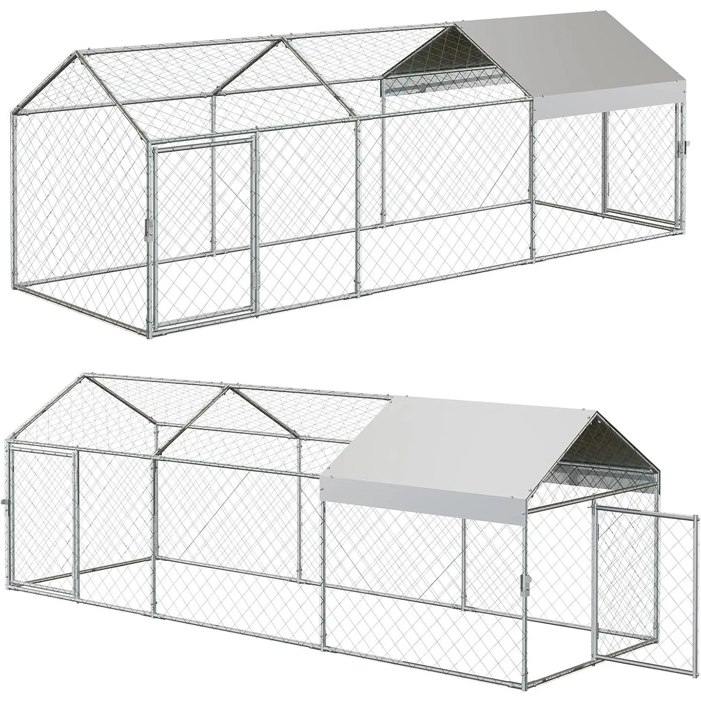 HiMISS Portable Metal Chicken Coop With UV Waterproof Cover