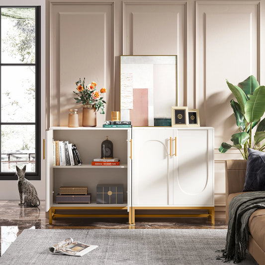 Tribesigns Modern Wooden Buffet Cabinet With Four Doors And Shelves