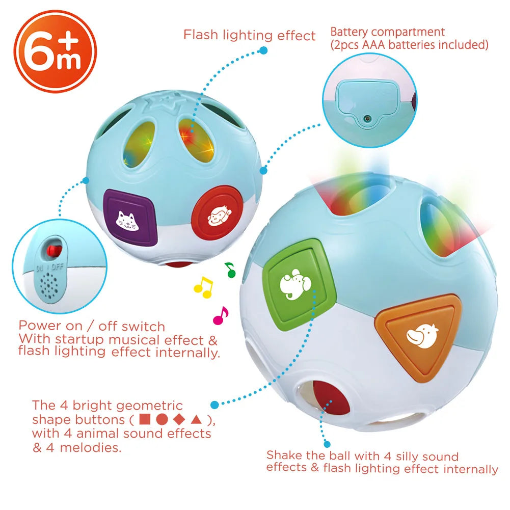 Baby Musical Crawling Learning Ball, 5in Interactive Baby Ball Toy for Toddlers, Infant Christmas Gifts for Kids Birthday Gifts