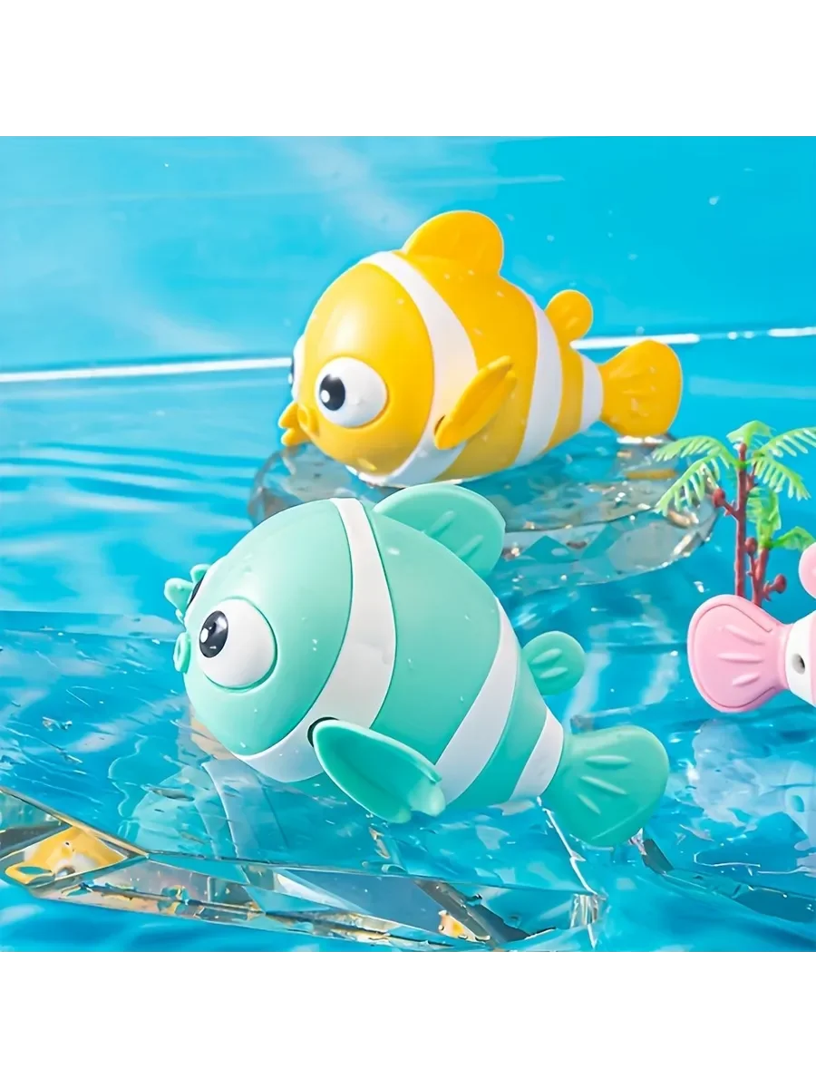 Baby Bath Toys, Infant Children’s Bathroom Water Play Ducks Turtles Splashing Fun Swimming Wound Up Clownfish