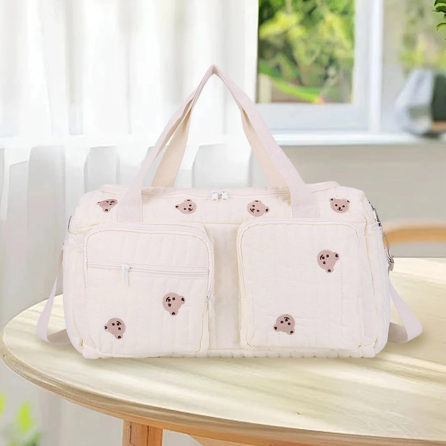 Large Mommy Bag Maternity Baby Diaper Storage Bag Multi-pocket Zipper Handbag W/ Adjustable Strap Baby Items Organizer for Hospi