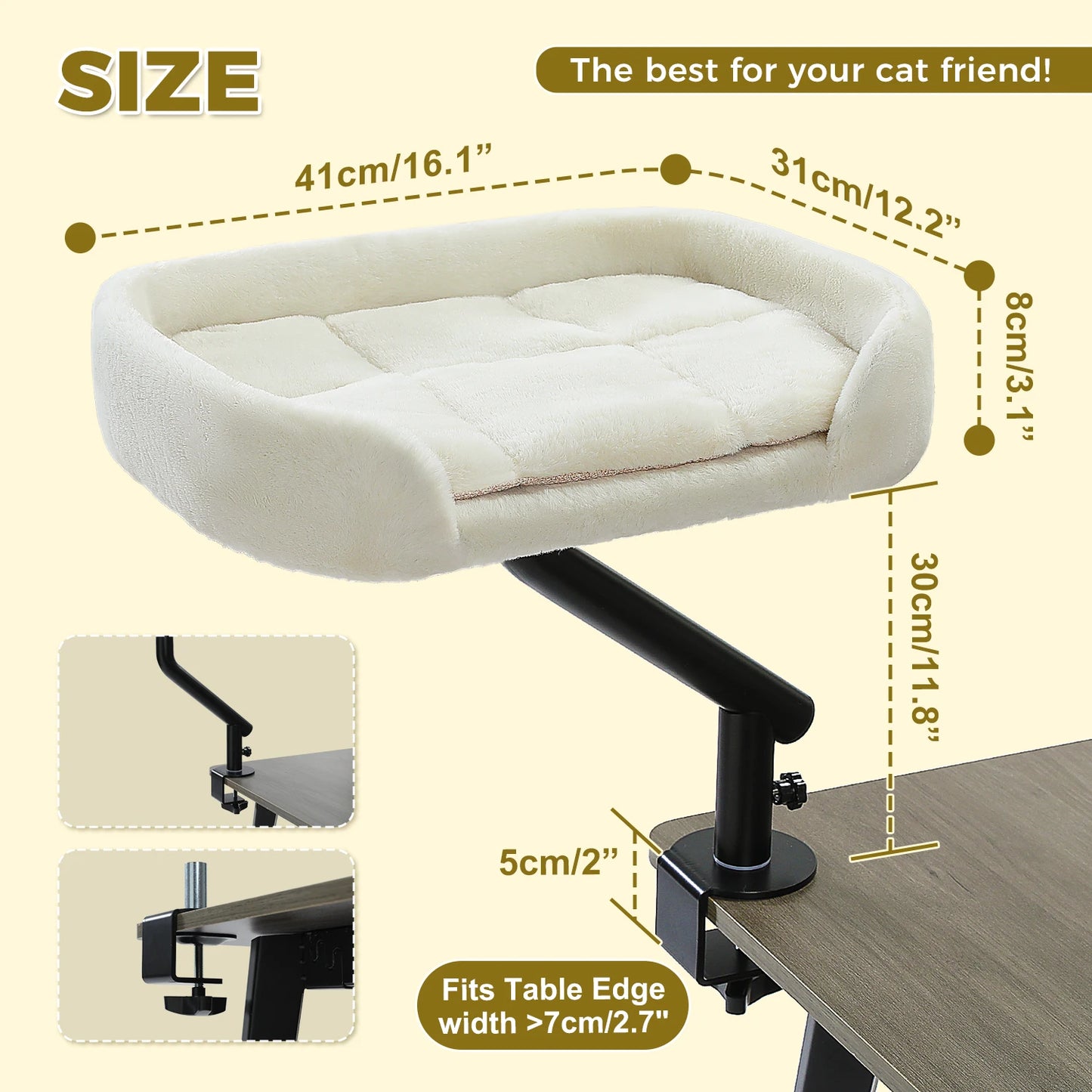 PAWZ Road Cat Desk Bed 360-Degree Rotatable Stand Plush Hammock