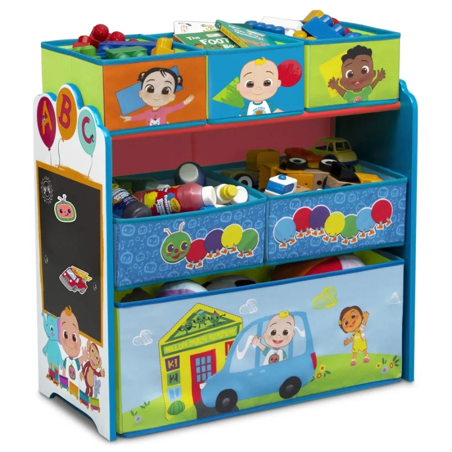 6-Bin Toy Storage Organizer for'Room, Neutral Beige Design with Foldable Fabric Bins Sturdy Frame, Easy Assembly Space-Saving S