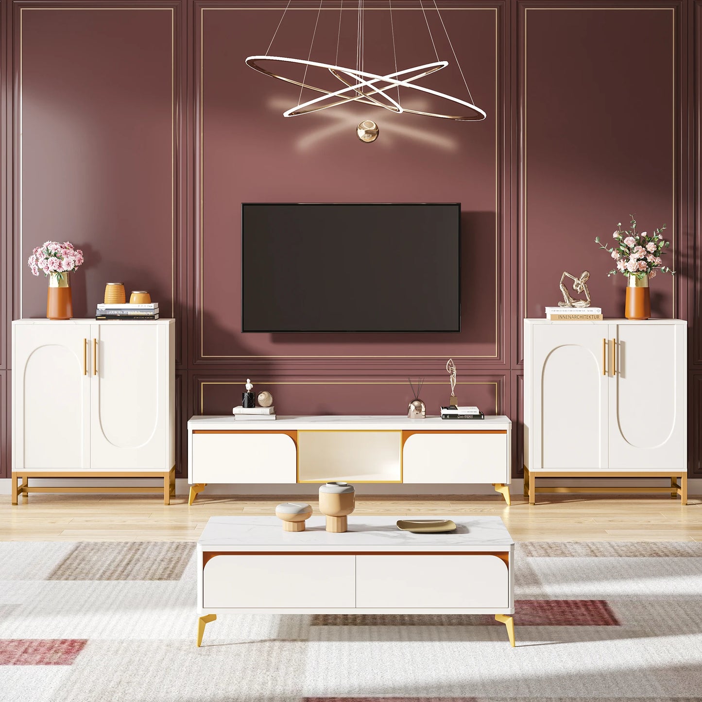 Tribesigns Modern Wooden Buffet Cabinet With Four Doors And Shelves