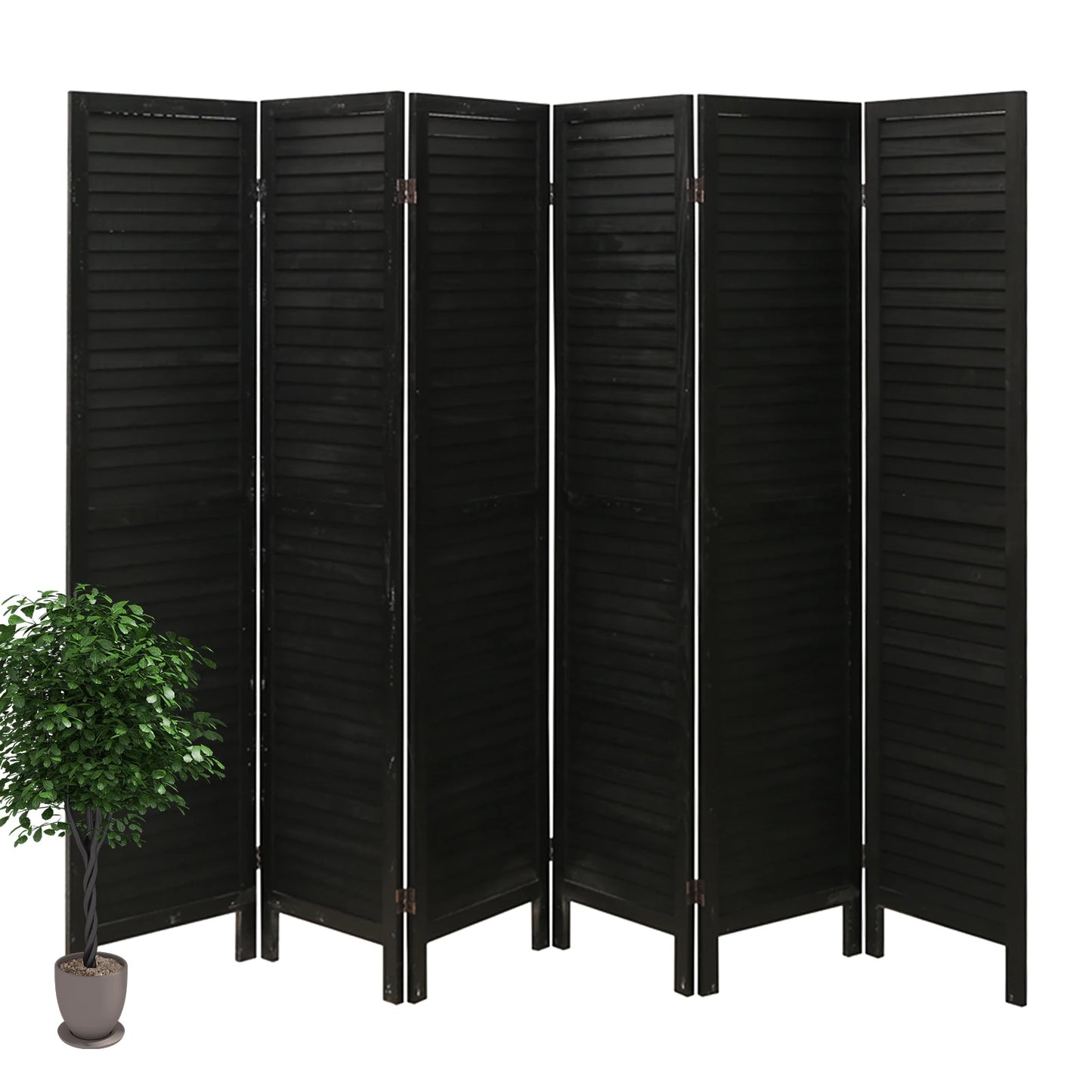 Six Panel Wood Room Divider Freestanding Privacy Screen Home Office