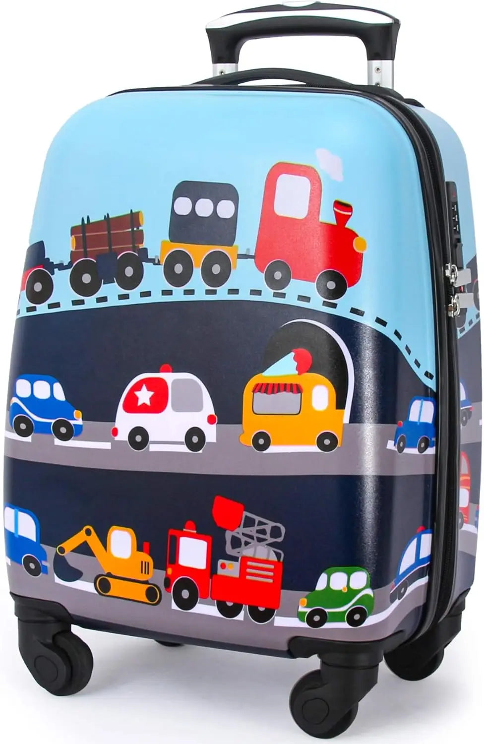 Kids Rolling Suitcase with 4 Wheels, Hardshell Travel Luggage for Toddlers and Children