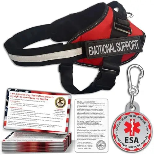 Emotional Support Dog Vest, ID Tag, ADA Cards Included – Durable Harness for Service Dogs
